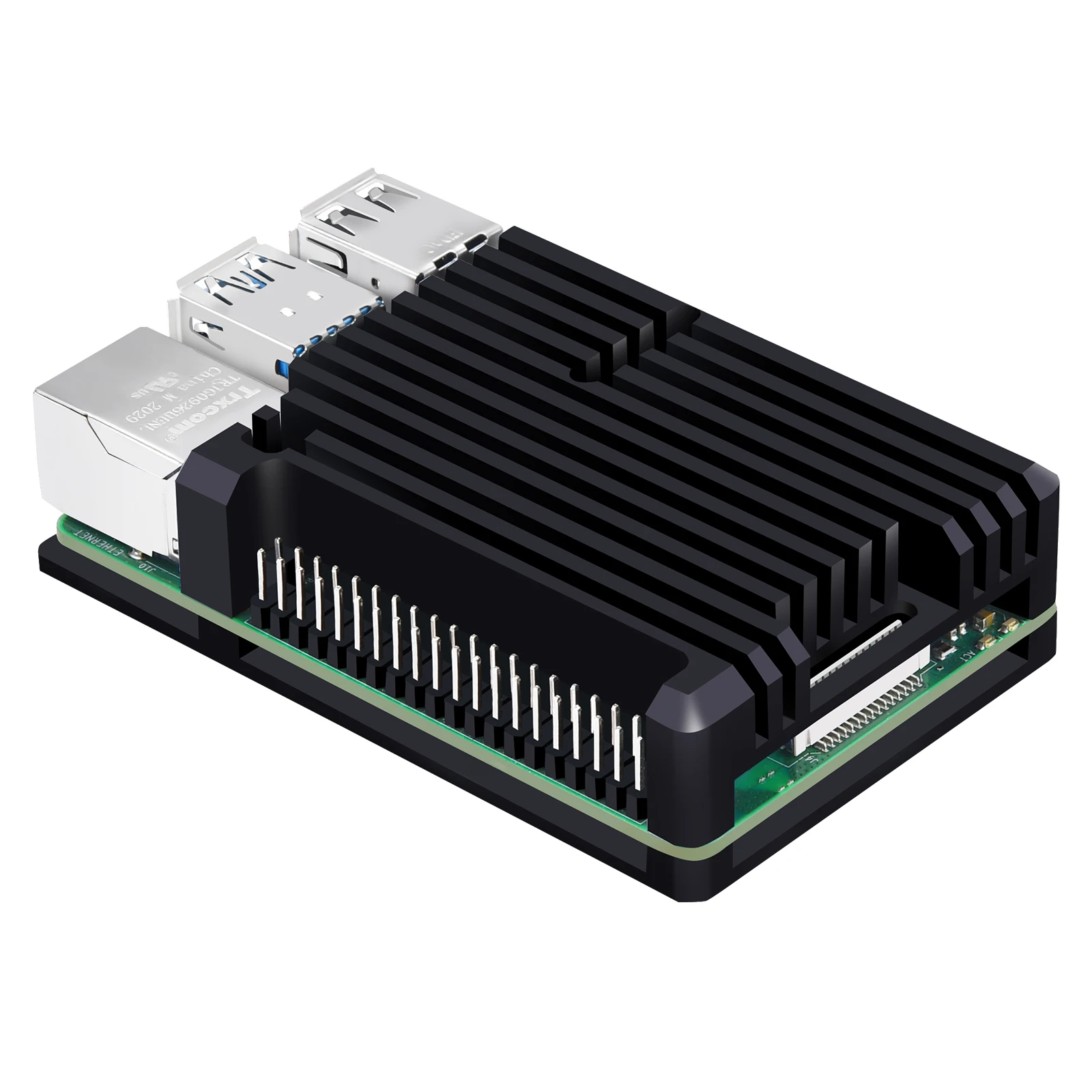 Carcasa de aleación de aluminio para Raspberry Pi 4B, disipador térmico de refrigeración pasiva, 2 piezas, cabezal de 20 pines, carcasa de Metal para RPI 4 Modelo B - imagen 5