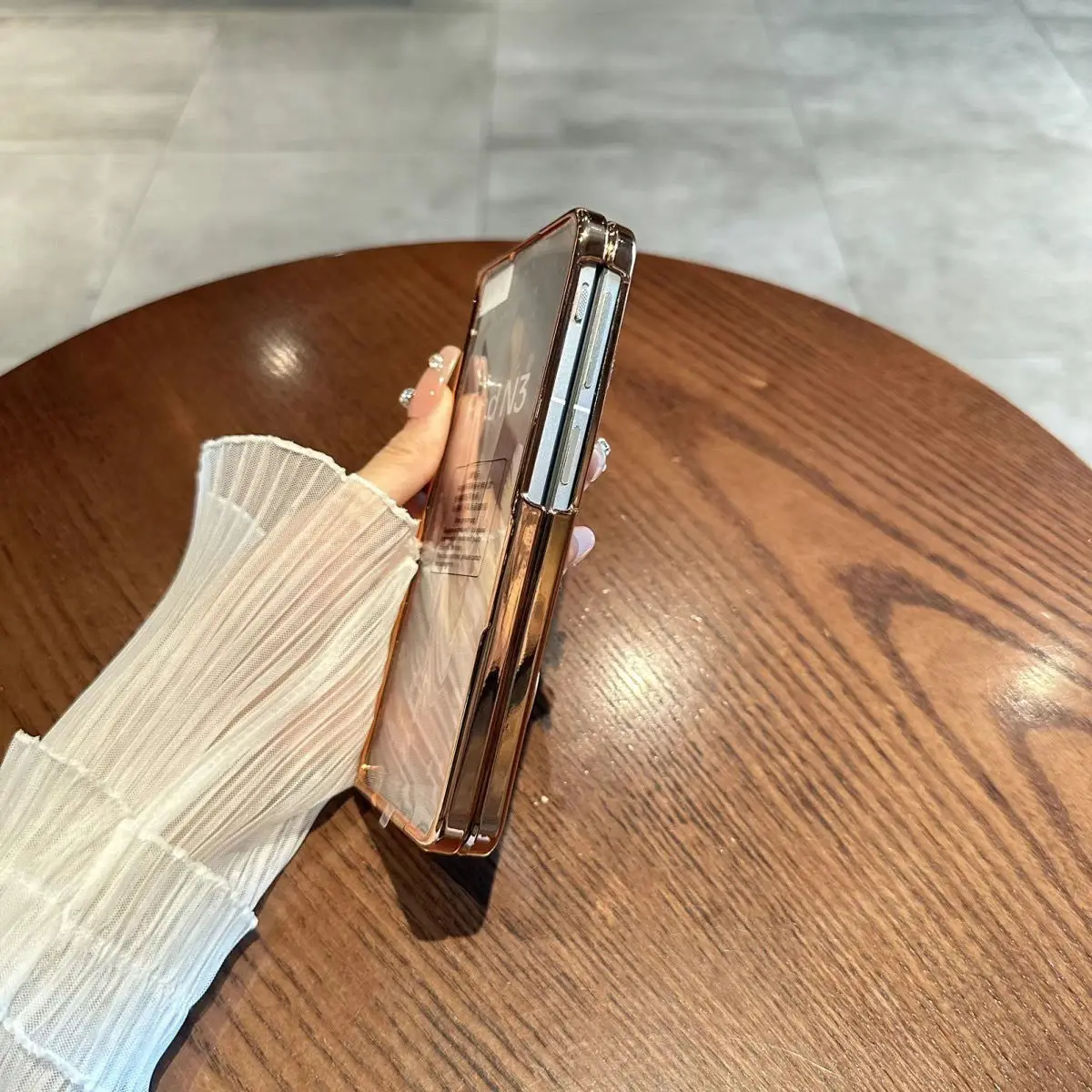 Funda protectora trasera para OPPO Find N3, carcasa completa para teléfono, carcasa dura de PC con purpurina y soporte, a la moda - imagen 4