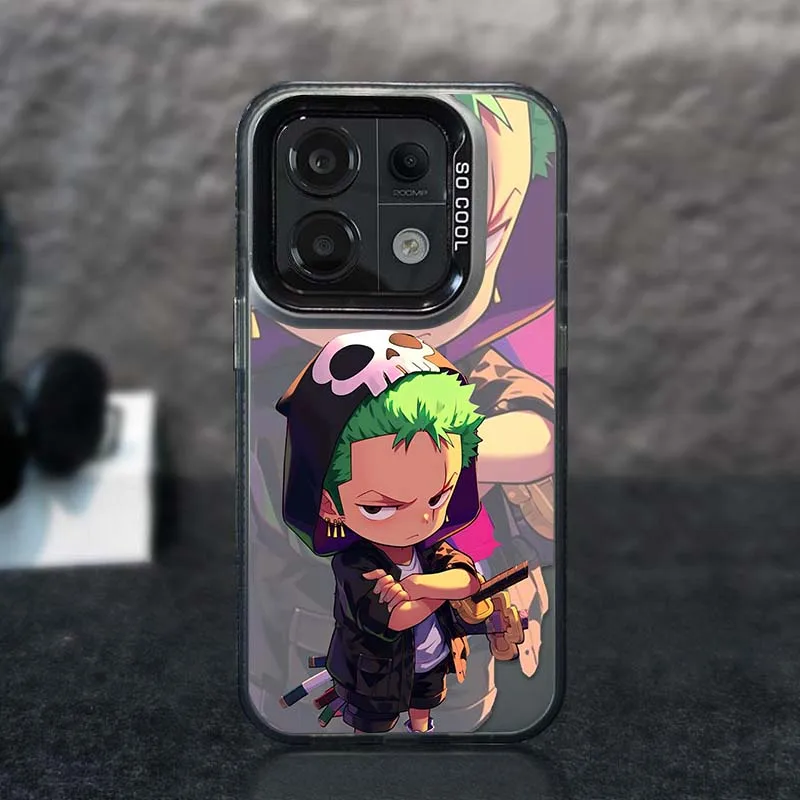 Funda de dibujos animados Zoro Luffy para Xiaomi Mi 14 14T 13 13T 12 12T 12X 12S 11 11X Lite Pro funda de teléfono plateada de color Ultra mate - imagen 3