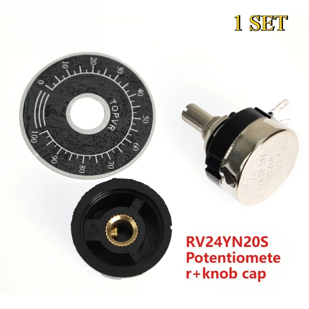 Juego de potenciómetro RV24YN20S, potenciómetro 10K 100K 5K 500K + tapa de perilla A03 de 6mm con placa de escala, 1 Juego de perilla de potenciómetros - imagen 2