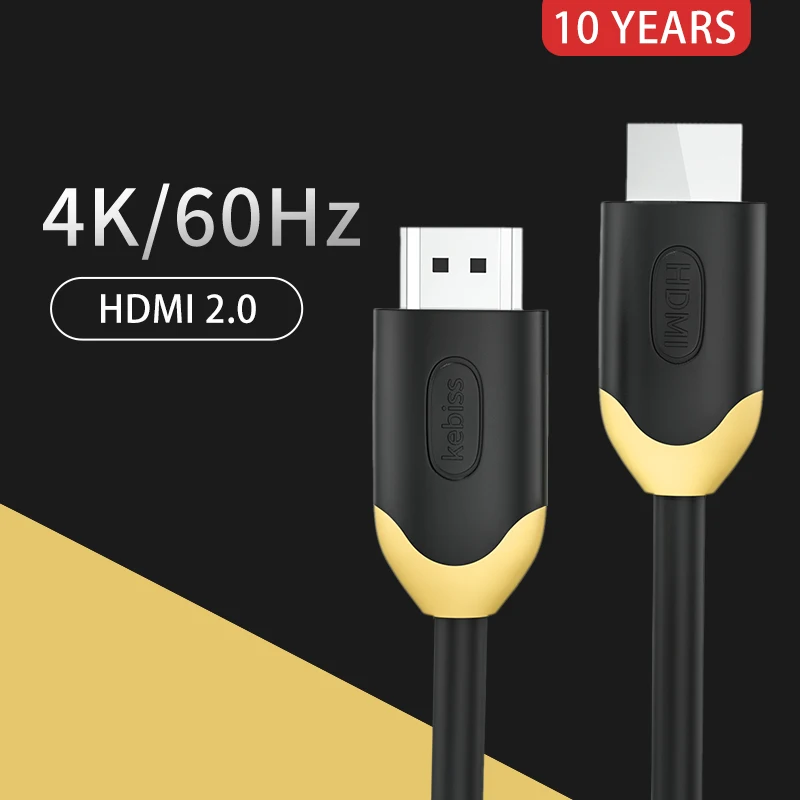 Cable de 2 piezas compatible con HDMI 2,0, 4K, 3D, para vídeo, chapado en oro, para TV HD, PS4, divisor, conmutador, ordenador, portátil, pantallas - imagen 5