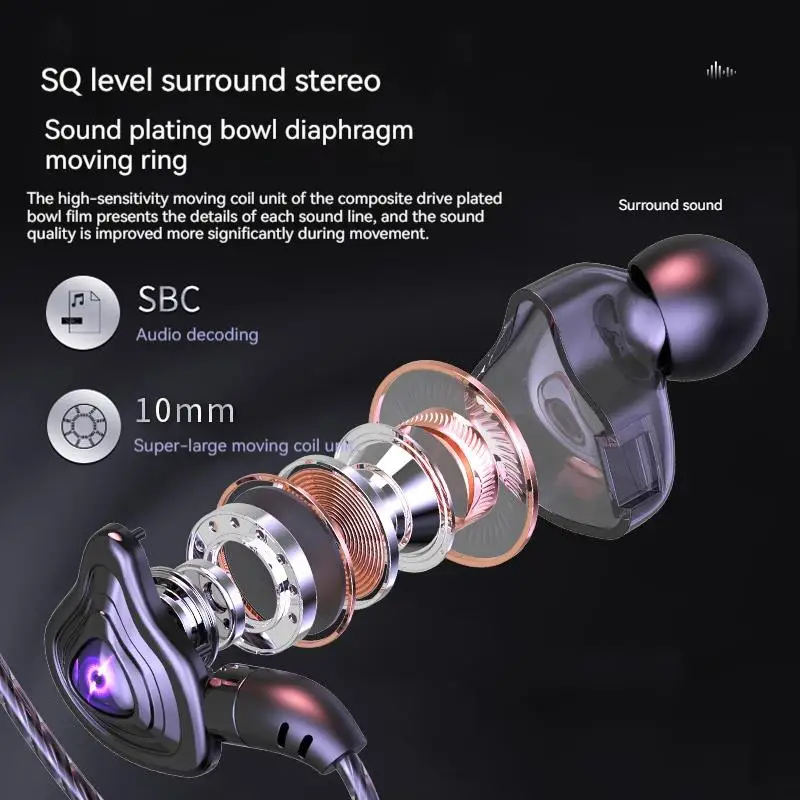Auriculares intrauditivos con cable 9D Surround Bass tipo C y 3,5mm, auriculares con reducción de ruido para auriculares para juegos Samsung con micrófono HD - imagen 2