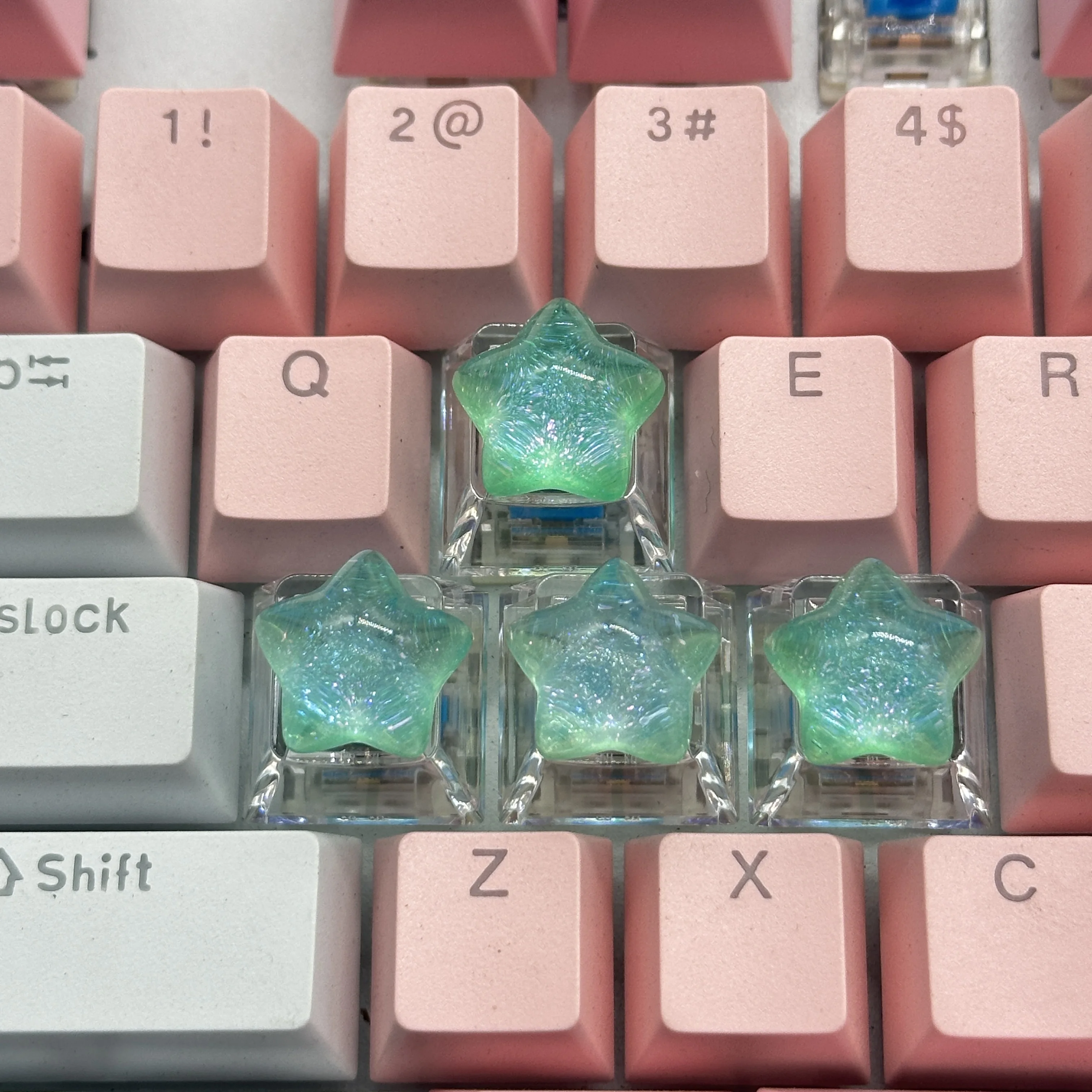 Teclas mecánicas de pentagrama transparente DIY personalizadas de alta calidad con teclas individuales de eje transversal, 4 Uds. - imagen 2