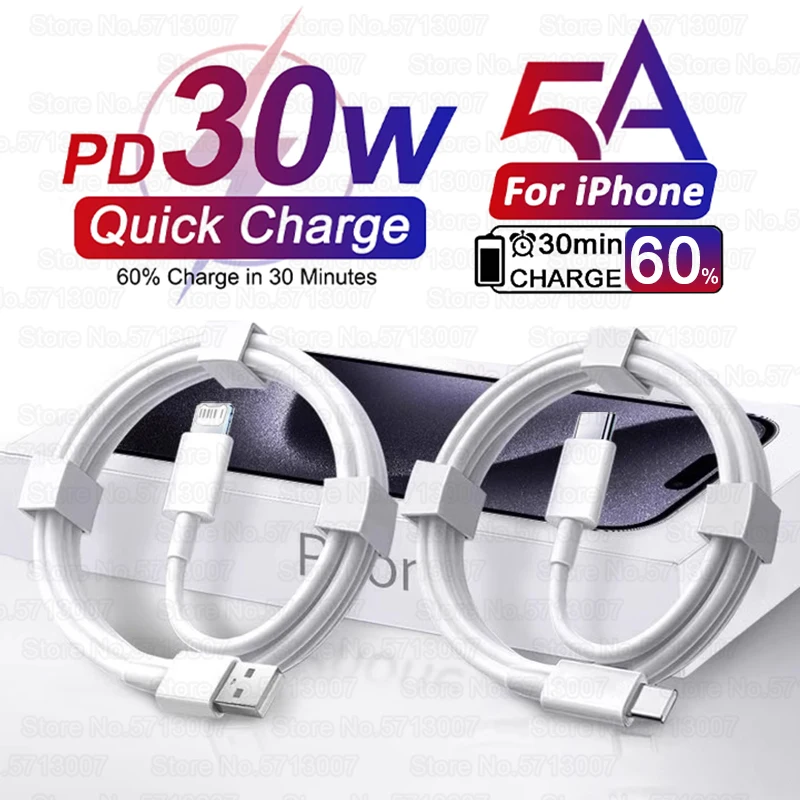 Pd 30W cable USB para Apple iPhone 15 14 13 12 11 16 pro Max 7 8 Plus XS x XR carga rápida USB C cable fecha de carga Accesorios