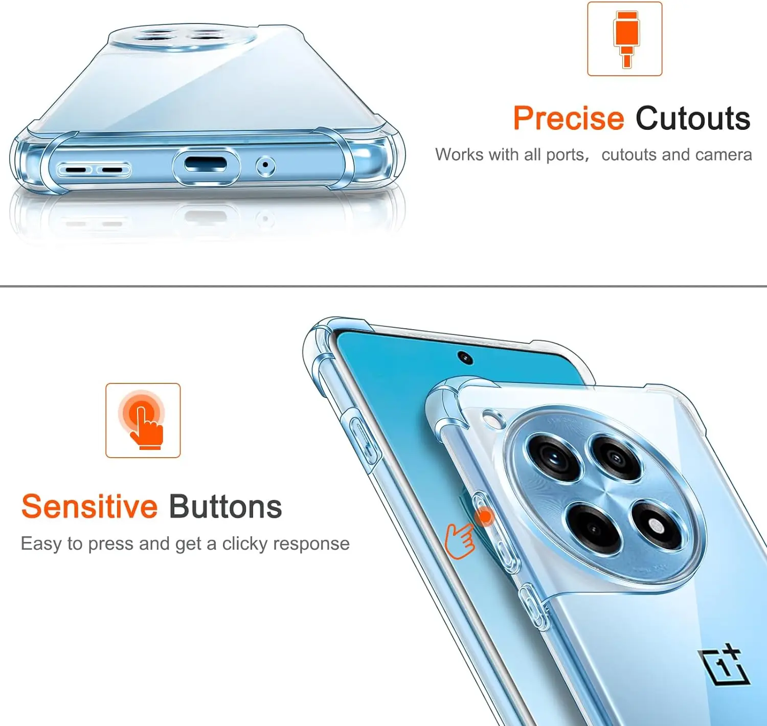 Funda de esquinas reforzadas para Oneplus ACE 3 2 Ace3 Pro 12R 11 11R, protección de cámara de TPU suave y transparente, cubierta de Airbag a prueba de golpes - imagen 5