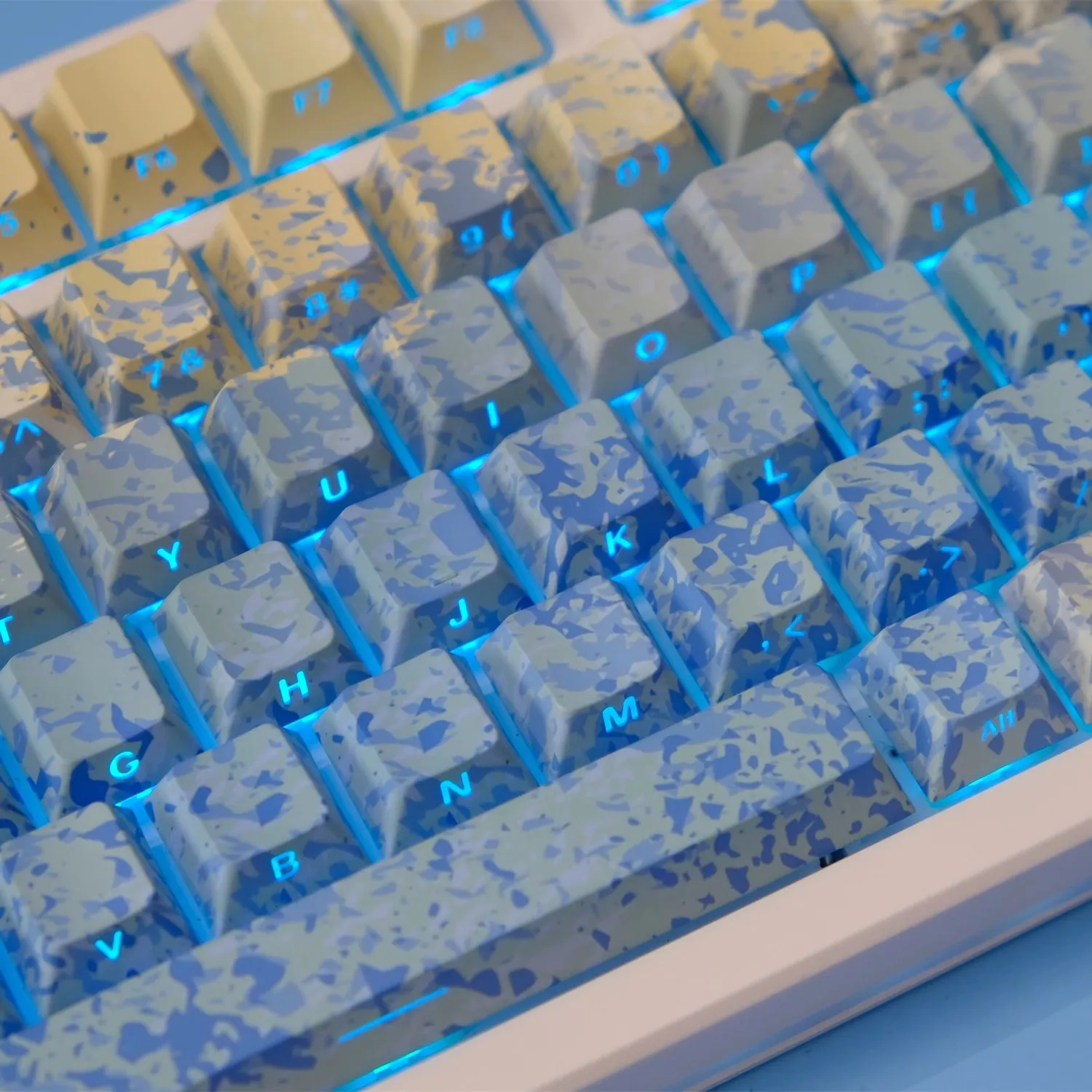 Juego de teclas Gulf Refreshing Breeze, teclas con tinte PBT, sublaterales impresas, retroiluminadas, perfil de cereza, teclado MX Switch, 1 Juego - imagen 3