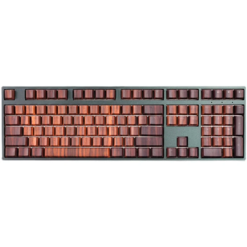 Juego de 108 teclas PBT Dye Subbed, tapas de llave imitativas de grano de nogal, perfil de cereza, teclas retroiluminadas para ANSI 61, 87, 104, 108, diseño - imagen 5