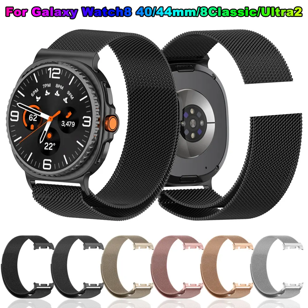 Correa de reloj milanesa de Metal para Samsung Galaxy Watch8 40 44mm 8 pulsera clásica de correa magnética de acero inoxidable