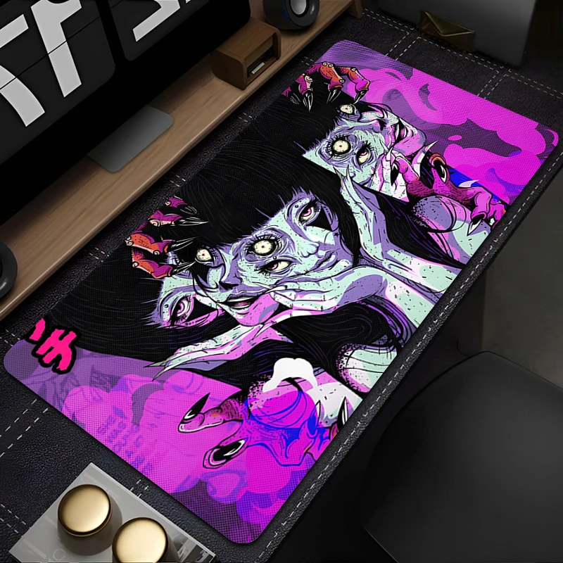 Accesorios para juegos, alfombrilla de ratón Junji Ito Tees, alfombrilla de ratón de Anime con estampado HD de terror, alfombrilla de escritorio para gabinete de Pc de oficina, alfombra para teclado extendido