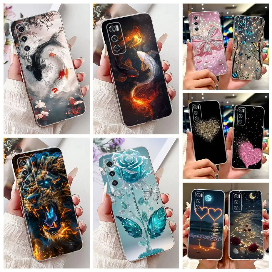 Para Vivo V20 SE funda V2022 V2023 lindo gato Lucky Koi cubierta pintada funda de silicona suave para Vivo V20 V2024 V2025 V 20 SE V20SE bolsas