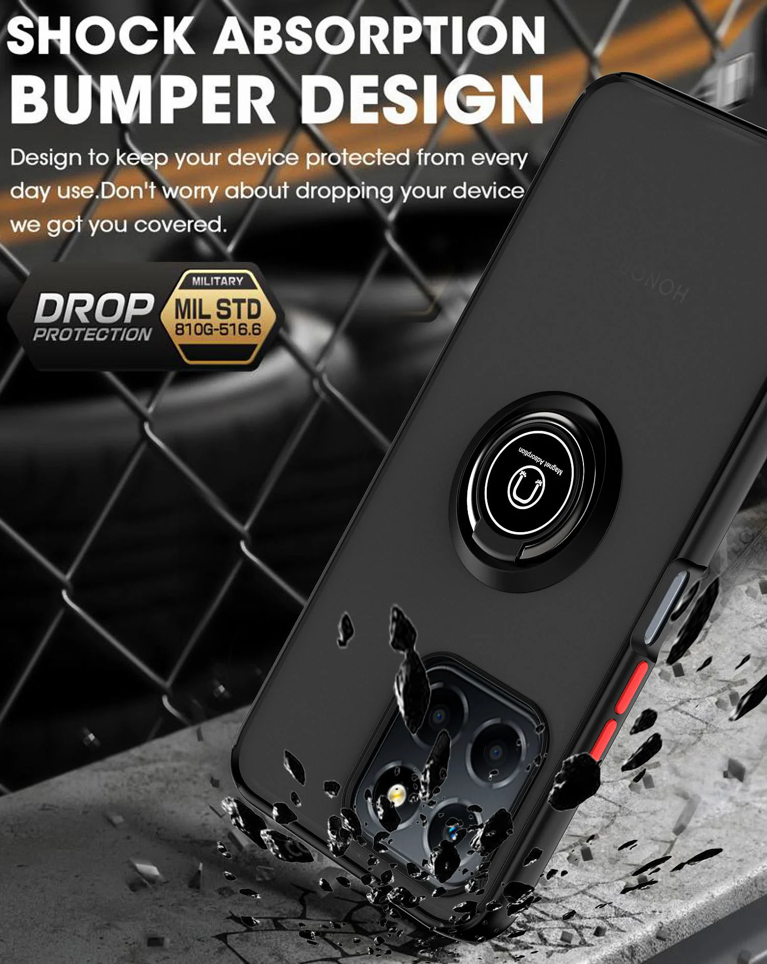 Armadura mate funda para huawei honor X8 5G X6 cubierta anillo soporte magnético a prueba de golpes cámara proteger anillo soporte Coque - imagen 4