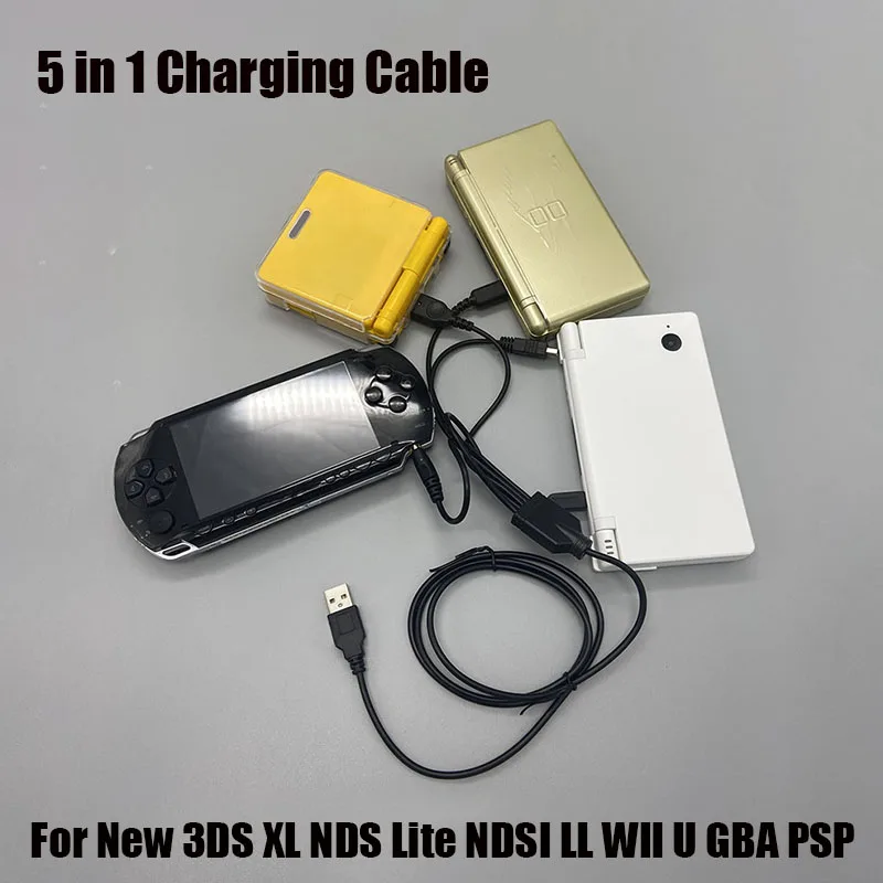Cable de carga YUXI 1PC 5 en 1 para Nintendo Wii U/nuevo 3DSXL/nuevo 3DS/NDS LITE NDSI SP/PSP/GBA SP Nin-tendo Cable de carga