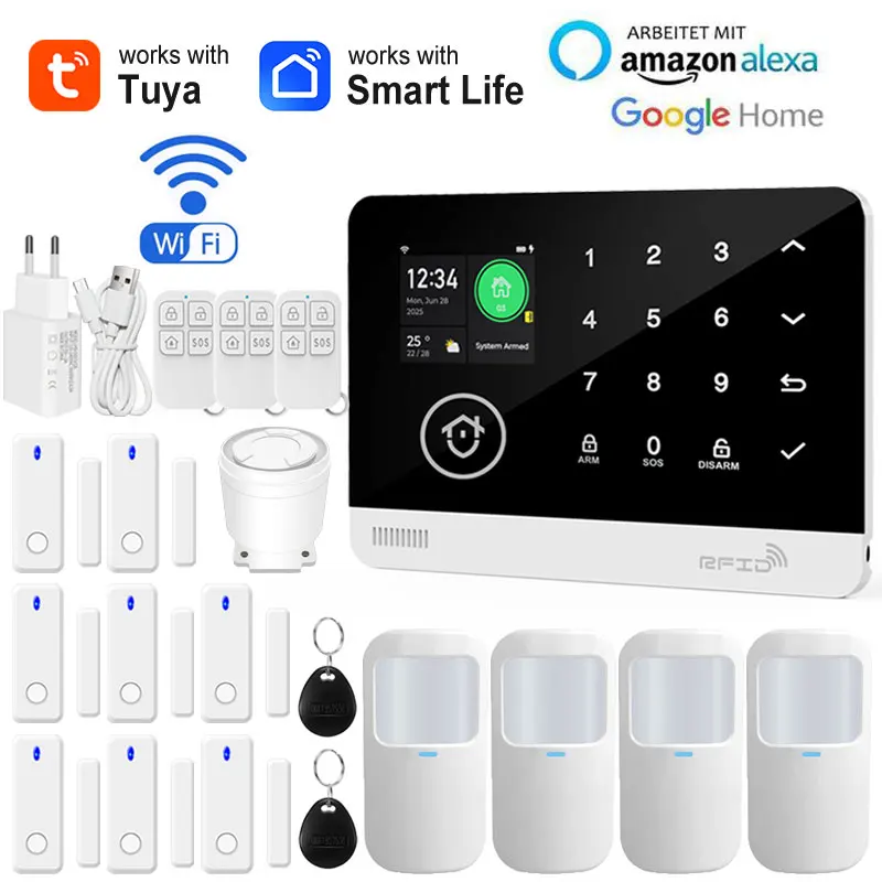 Sistema de alarma antirrobo de seguridad inteligente Tuya, Kit de alarma inalámbrica para el hogar, WiFi, GSM, aplicación las 24 horas, alarma en tiempo Real, compatible con ajuste de volumen - imagen 2