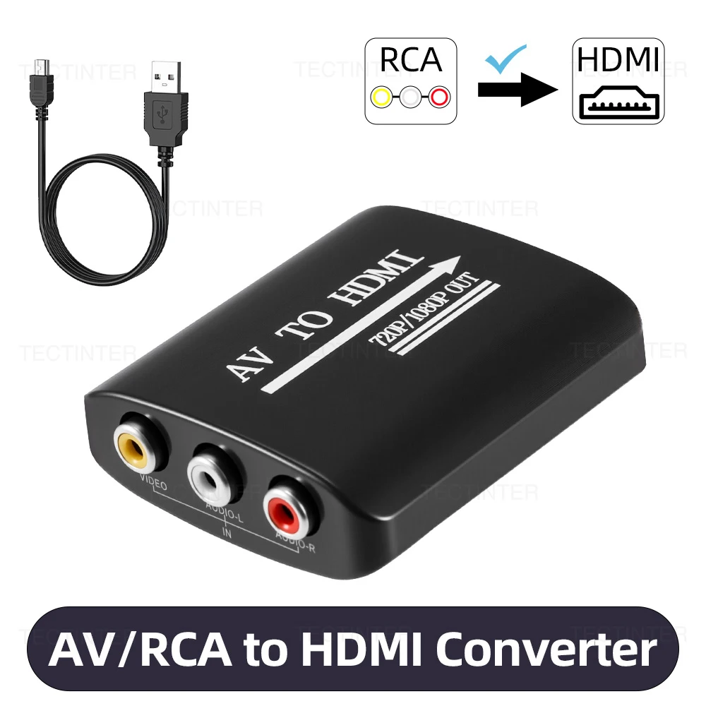 Adaptador convertidor HD 1080P AV a HDMI RCA a HDMI para consola PS2/PS3/Xbox 360/WII/N64 con Cable USB para accesorios de juegos