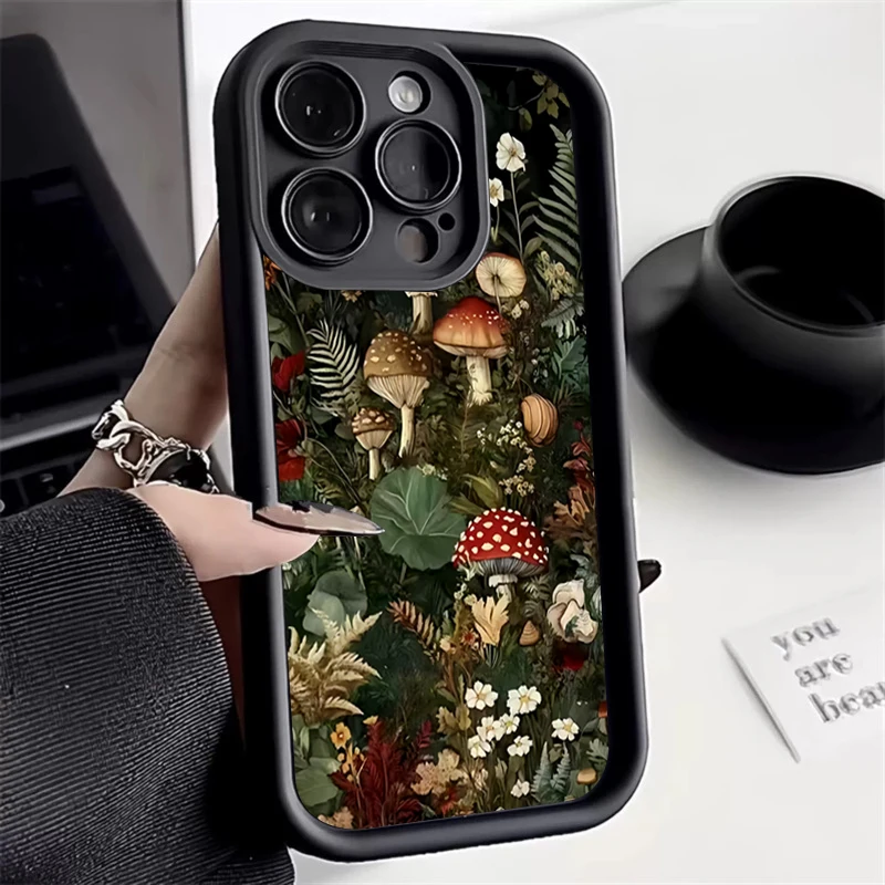 Funda de teléfono suave de silicona con diseño de seta y flor bonita para iPhone 11 12 13 14 15 16 17 Pro Max 17 Air 16E XS X XR 7 8 Plus - imagen 2