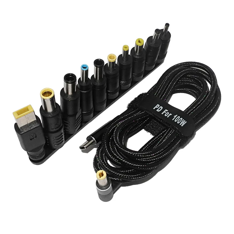10 unids/set Universal tipo C a DC Cable adaptador de corriente 100W 65W 20V 4A PD cargador rápido Jack conector de enchufes de red multifunción - imagen 2