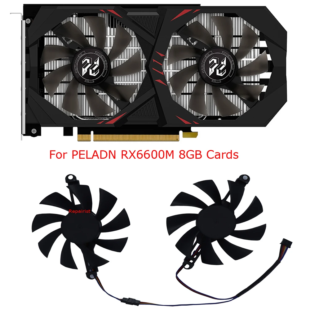 2Pcs/Set Ventilador de tarjeta gráfica,Enfriador VGA,GPU Cooler,Graphics Card Fan,85MM Diameter,98MM Mounting Pitch,para PELADN RX 580 8G,para PELADN RX6600M 8G,T129215SU, - imagen 5