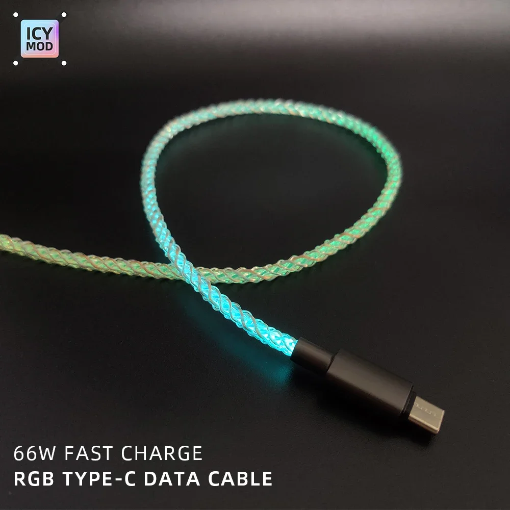 Cable de datos de carga Flash de 66W Cable de datos de Color mágico RGB compatible con USB Lightning, USB tipo C, Cable de datos Micro USB de 1 punto 3 - imagen 4