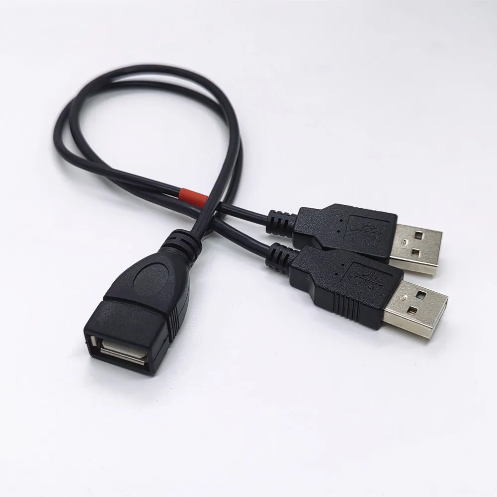 Cable USB 2.0 Doble USB macho a hembra a USB 2 Cable de extensión de alimentación macho Cable de carga tipo Y 0,3 m
