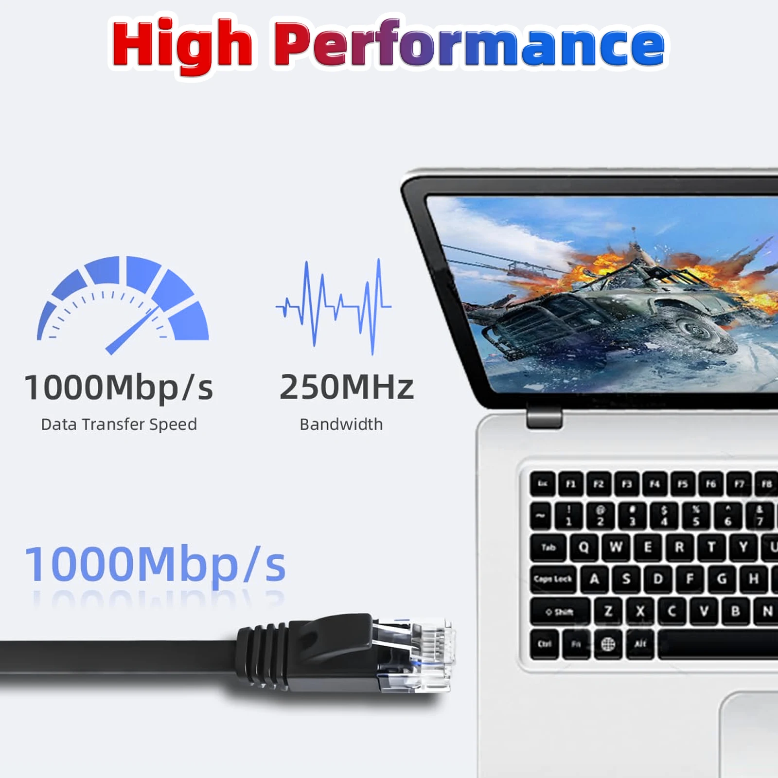 Cable Ethernet RJ45 de alta velocidad de 10m, 20m, 50m, Cable de conexión, Cable de red, Cable Lan de Categoría 6 para juegos rápidos CAT 6 para portátiles PS5 - imagen 4