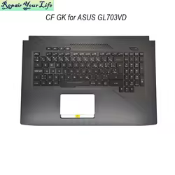 GK/CF Teclado retroiluminado, reposamanos para Asus GL703, ROG Strix, GL703V, GL703VD, Grecia, teclado francés canadiense, 90NB0CM1-R31C80