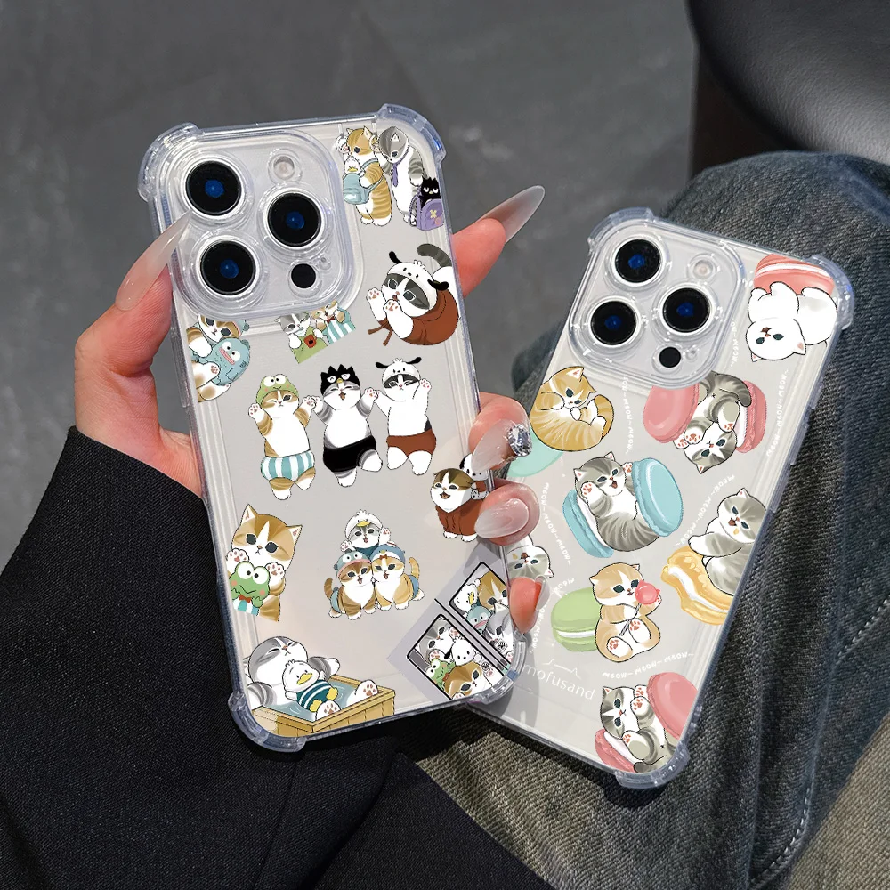 Funda de teléfono con bonito dibujo de gato m-mofusand para Samsung NOTA 20 S25 S24 S23 S22 S21 S20 FE Plus Ultra 5G, funda transparente a prueba de golpes