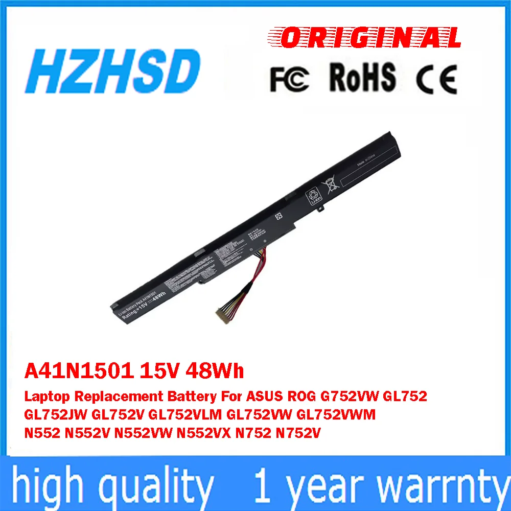 A41N1501 15V 48Wh batería de repuesto para ordenador portátil para ASUS ROG G752VW GL752 GL752JW GL752V GL752VLM GL752VW GL752VWM N552 N552V N752