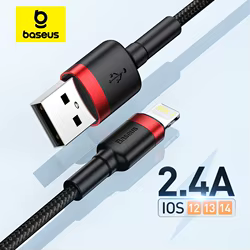 Cable USB Baseus para iPhone14 13 12 11 Pro Max Xs X 8 Plus Cable 2.4A Cable de carga rápida para iPhone Cable cargador línea de datos USB