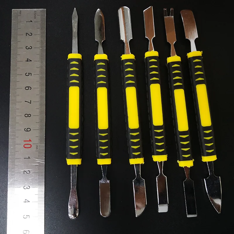 Kit de herramientas de reparación de apertura de acero inoxidable para teléfono móvil, juegos de herramientas manuales, Spudger de doble cabezal de Metal, 6 unids/set