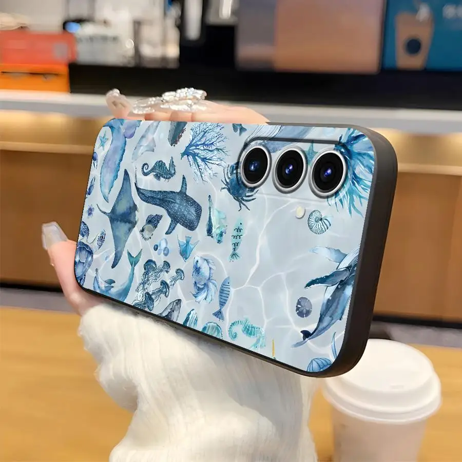 Funda de teléfono suave negra con dibujos de estrellas de mar y océano para Honor 70 X5b Magic5Lite X6 X7 200 400 Lite X8 8X 90 X9a - imagen 4