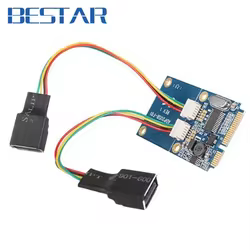 Tarjeta adaptadora dual USB 2,0 USB 2,0 hembra a Mini pcie pci-express PCI-E pci Express para disco Flash USB y tarjeta inalámbrica Wifi