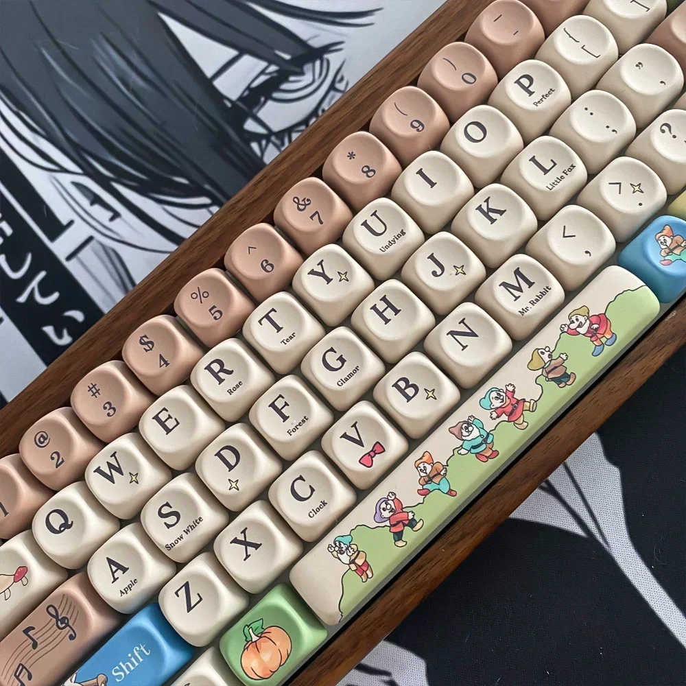 Juego de teclas MOA de 129 teclas, tinte PBT, tapa de tecla de Anime, cuento de hadas adecuado para juegos, accesorio de teclado mecánico, interruptor Mx