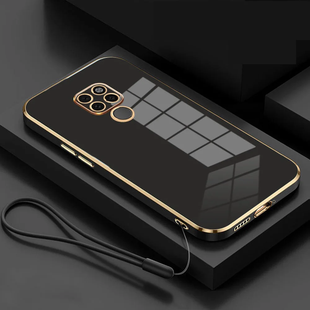 Funda de teléfono suave cuadrada chapada para Motorola Moto E7 Plus EDGE 20 E20 E6S G10 G20 G30 G50 G60 G8 G9 Play Power Lite G82 G52