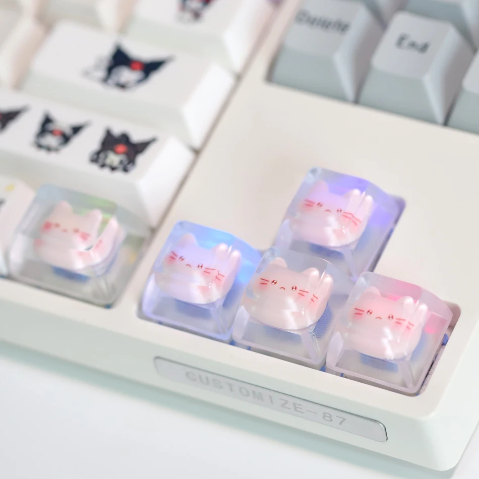 Diy transparente gato Keycap para teclado mecánico Cherry Axis diseño personalizado teclas de dirección lindo 1U/1.25U tapas de juego personalizadas