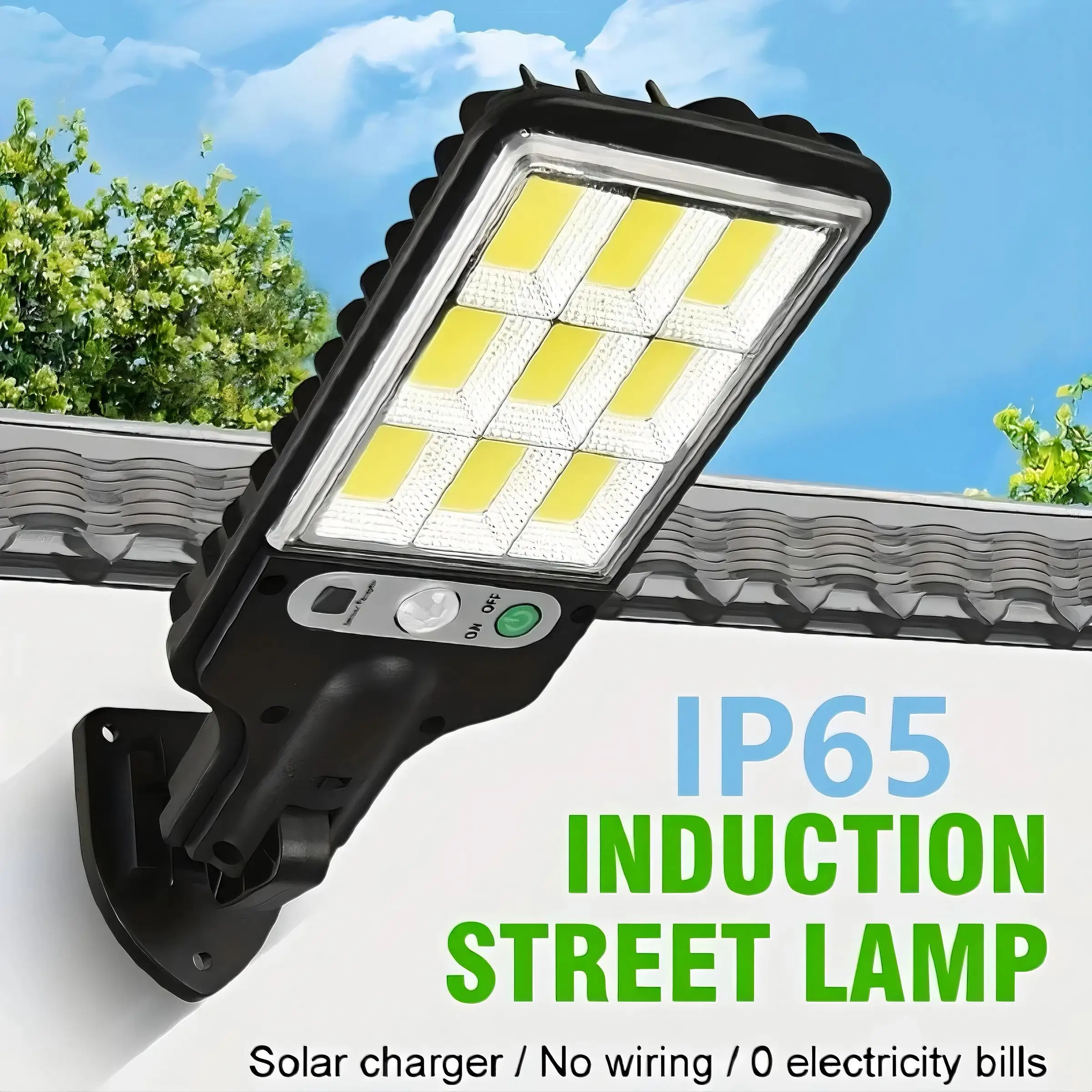 Luz solar, lámpara solar para exteriores 616-4/108COB, control remoto, detección de movimiento, resistente al agua IP65, adecuada para iluminación exterior