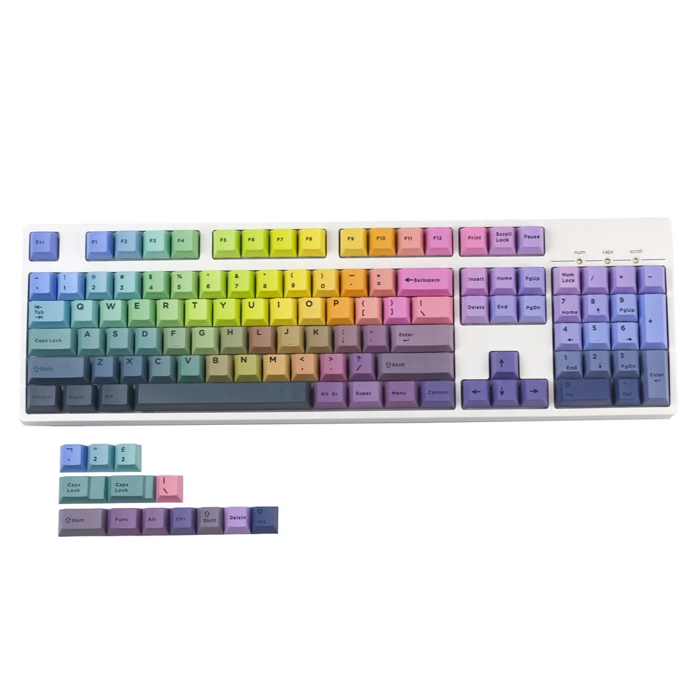 Teclas de sublimación Aurora Dye PBT, perfil de cereza, gradiente Chan Master con cambio de 1,75u para GK6 GK64, 1 juego