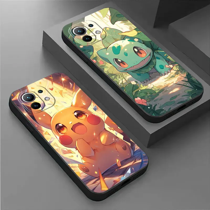Funda de teléfono de dibujos animados de Pokemons Squirtle Pikachu para Xiaomi Poco X7 X6 X5 X4 X3 M7 M6 M4 F7 F6 Pro 5G 15 Ultra 11T 13T 14T Pro - imagen 2