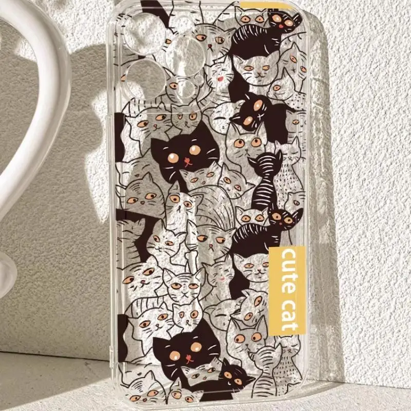 Funda para Samsung Galaxy A54 A55 A23 A24 A33 A52 A52S A53 M23 M54 A05S A15 A25 A14 A35 A31 A51 A71 A72 A73 carcasa gato negro - imagen 4