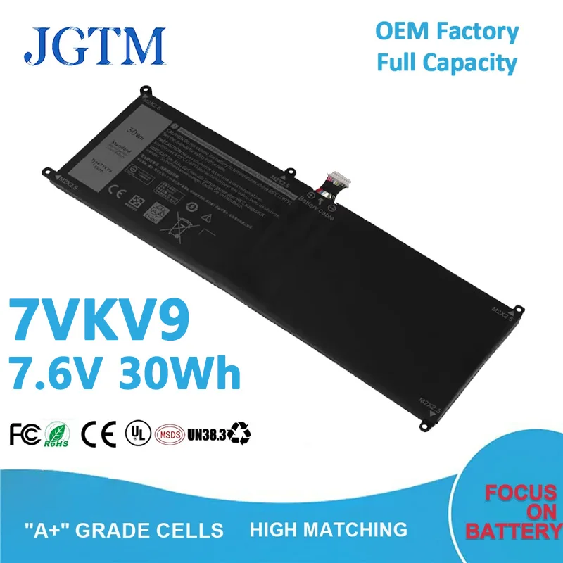7VKV9 batería de ordenador portátil baterías de iones de litio 7,6 V 30Wh 2 celdas 4500mAh para DELL XPS 12 9250 Latitude 12 7275