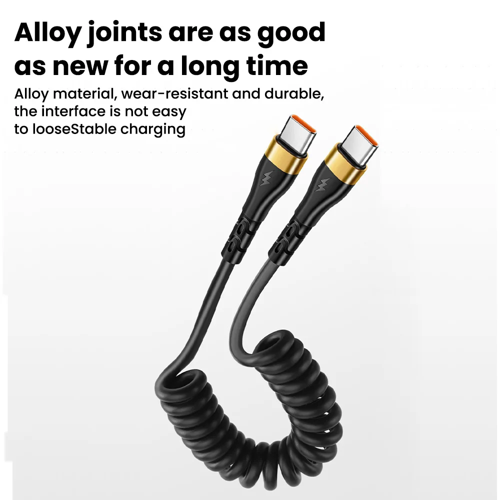 Olaf 120W 6A Cable de resorte USB tipo C carga rápida para Samsung S24 S23 Huawei Xiaomi USB C a USB tipo C Cable para iPhone 15 - imagen 5