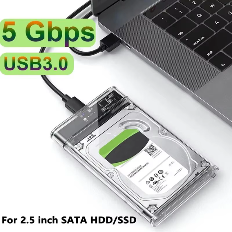Carcasa para disco duro USB 3,1, carcasa para disco duro SATA SSD de 2,5 pulgadas con velocidad de transferencia de 5Gbps y 4TB, carcasa externa móvil de diseño claro - imagen 3