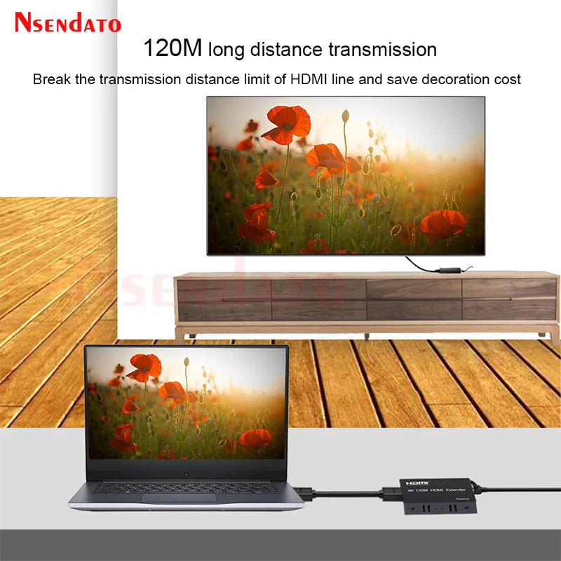 Extensor HDMI 4K 120M sobre Cat6 RJ45 HDMI kit transmisor y receptor de vídeo extensor para PS4 EDID TV reproductor de DVD Monitor de PC - imagen 4