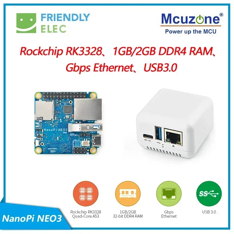 FriendlyElec NanoPi NEO3 1GB/2GB DDR4 RK3328 Cortex A53 64-bi Soporte NEO2 OPENWRT USB Hub Nuevo - imagen 2