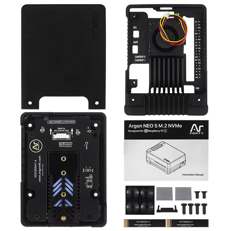 Argon NEO 5 M.2 NVME PCIE carcasa para Raspberry Pi 5 disipador de calor incorporado con ventilador PWM para arranque Raspberry Pi 5 de una unidad NVME M.2 - imagen 5