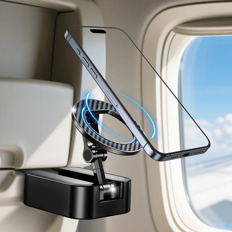 Soporte de teléfono magnético multifuncional de escritorio portátil para viaje, hogar, avión, fuerte adsorción sin sacudidas, 2025 - imagen 4