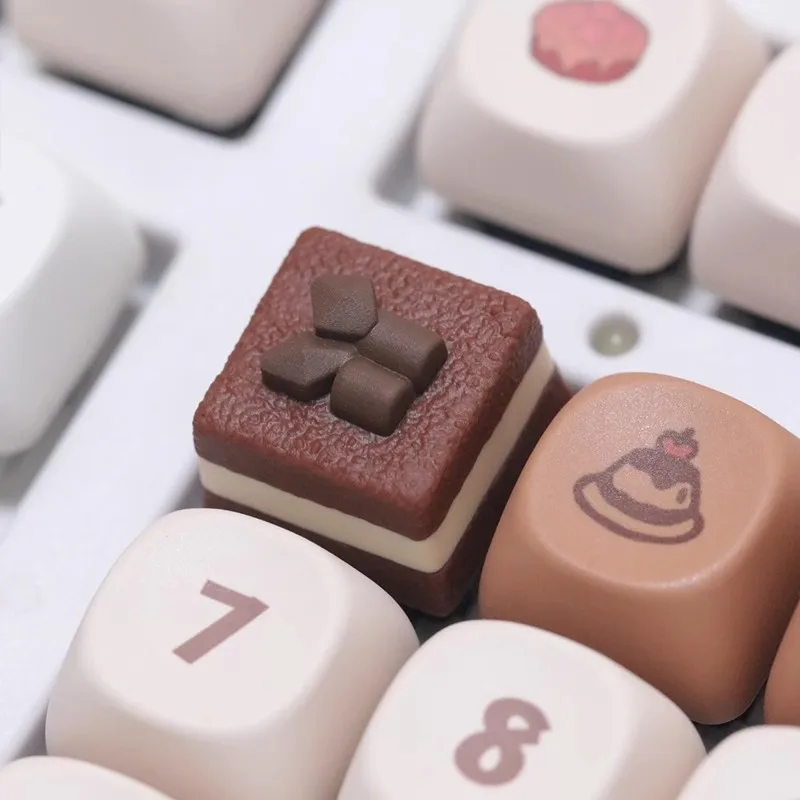 Teclas Tiramisú originales de resina personalizadas, teclas de dibujos animados hechas a mano Kawaii DIY para adornos de teclado mecánico - imagen 3