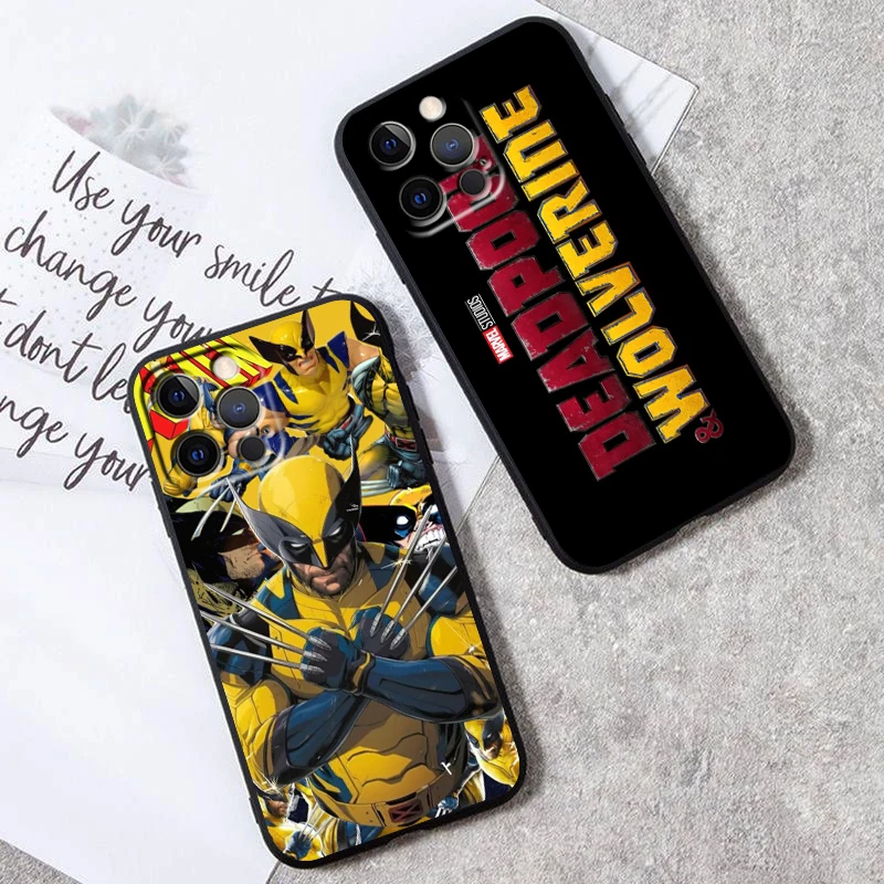 Marvel Deadpool Lobezno película para iPhone 15 14 13 12 11 XS XR X 8 7 SE Pro Max Plus Mini funda negra para teléfono - imagen 3
