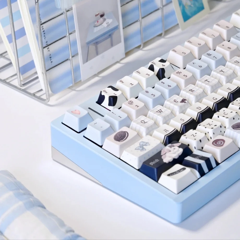 Oli Bubble Cherry Keycaps lindo Oreo galletas azul blanco sublimación Pbt2.25/2.75U barra espaciadora Panda cachorro Alice diseño lindo Keycaps - imagen 5