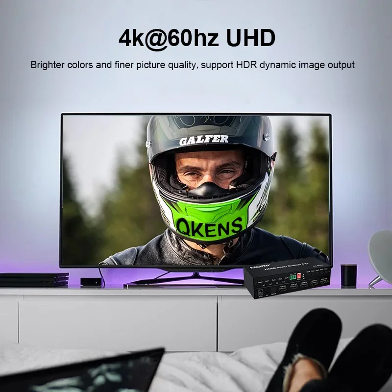 4k 60hz HDMI Auto Switch 4x1 Vs 4x1 HDMI Switcher HDR 3D 4 en 1 salida convertidor de vídeo para cámara DVD PS4 TV Box portátil PC a TV - imagen 5
