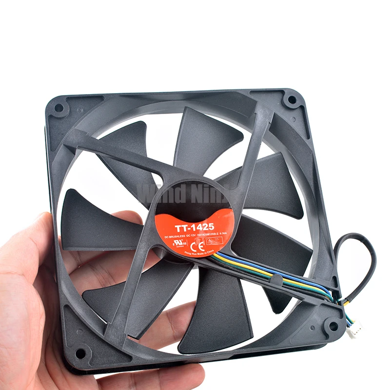 TT-1425 14cm 140mm ventilador de refrigeración con rodamiento de bolas doble HA1425M12SB-Z 140x140x25mm DC12V 0.36A 4 pines para fuente de alimentación del chasis - imagen 5